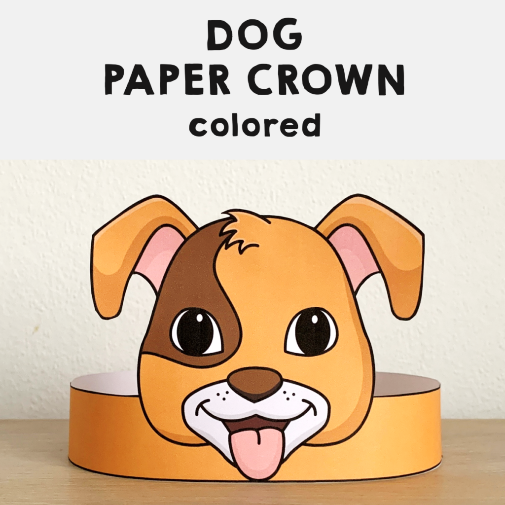 Dog Paper Crown Printable Costume Pets Animal Craft Activity - Made By ...