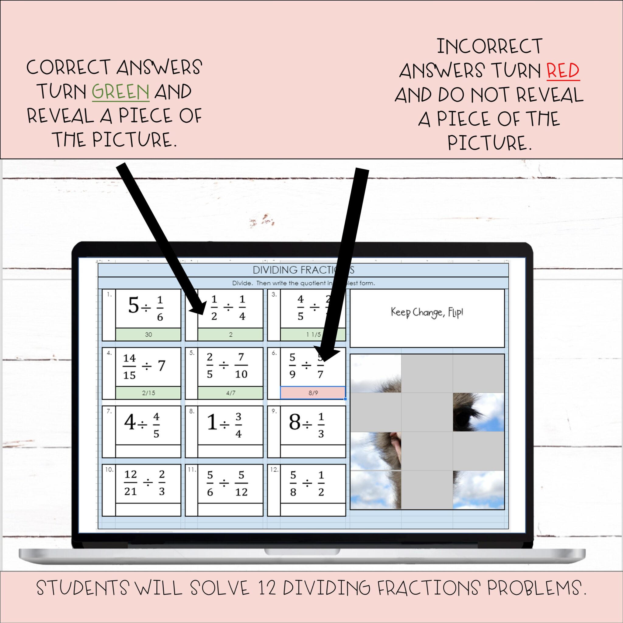 Dividing Fractions Self Checking Digital Activity Made By Teachers