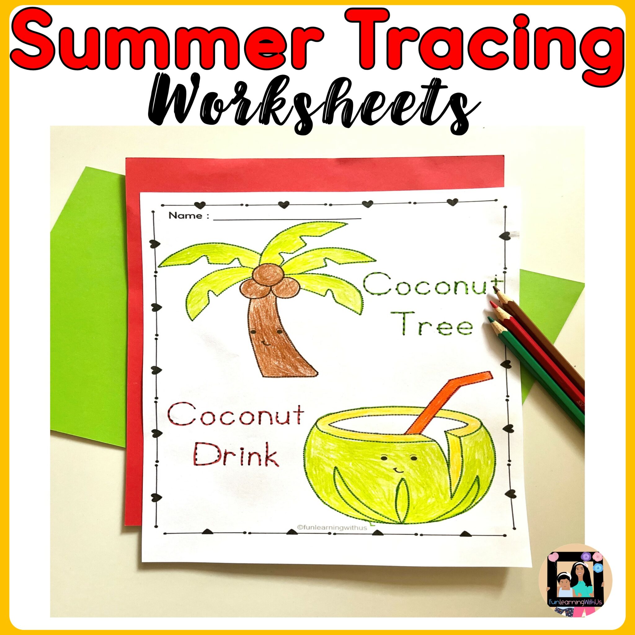 Summer Picture Tracing & Coloring Fine Motor Activity Made By Teachers
