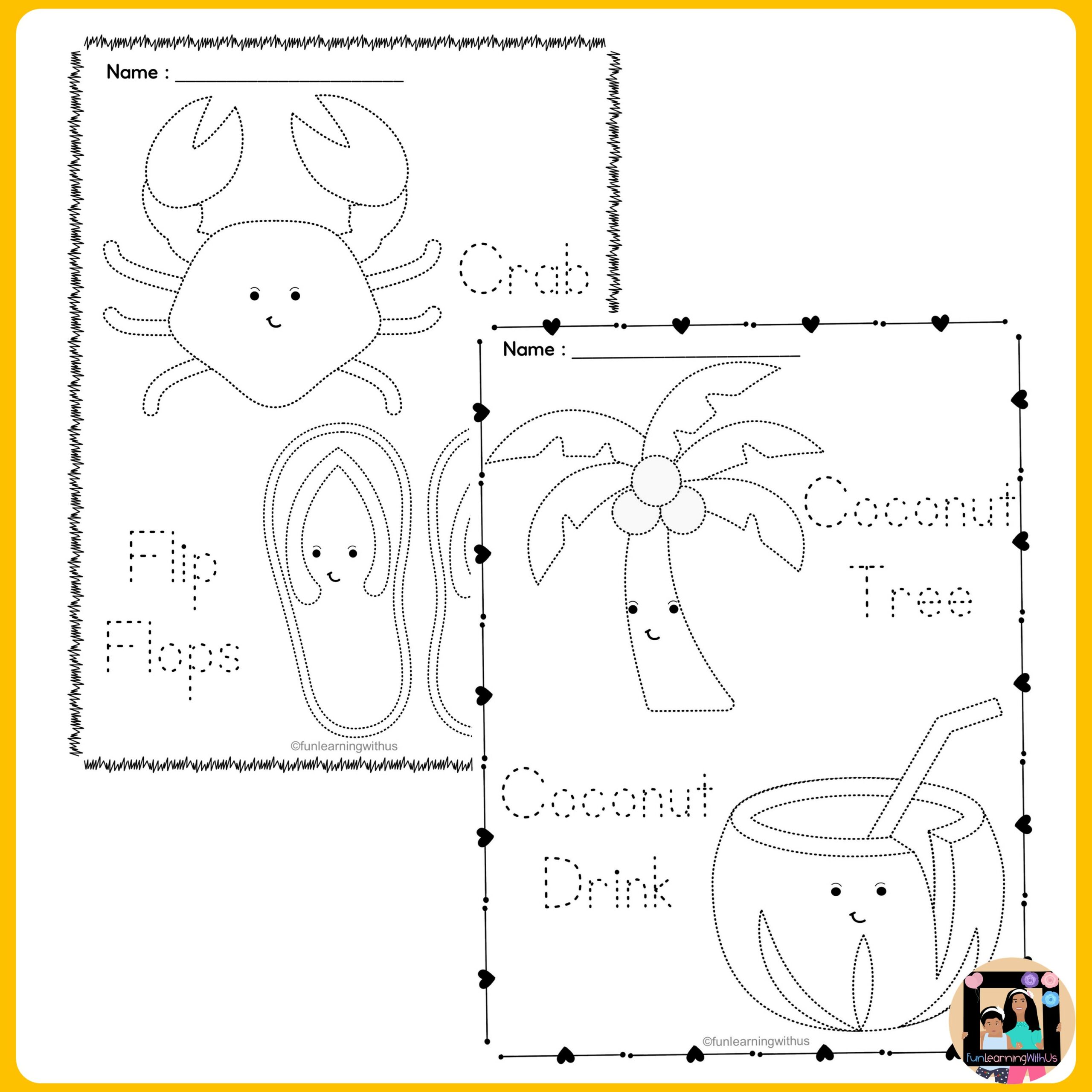 Summer Picture Tracing & Coloring Fine Motor Activity Made By Teachers