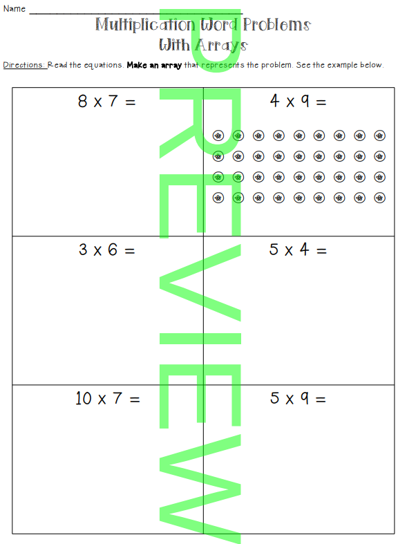 Multiplication Single Digit Word Problems with Arrays and Pictures ...