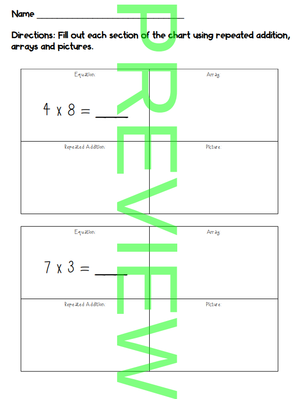 Multiplication Single Digit Word Problems with Arrays and Pictures ...