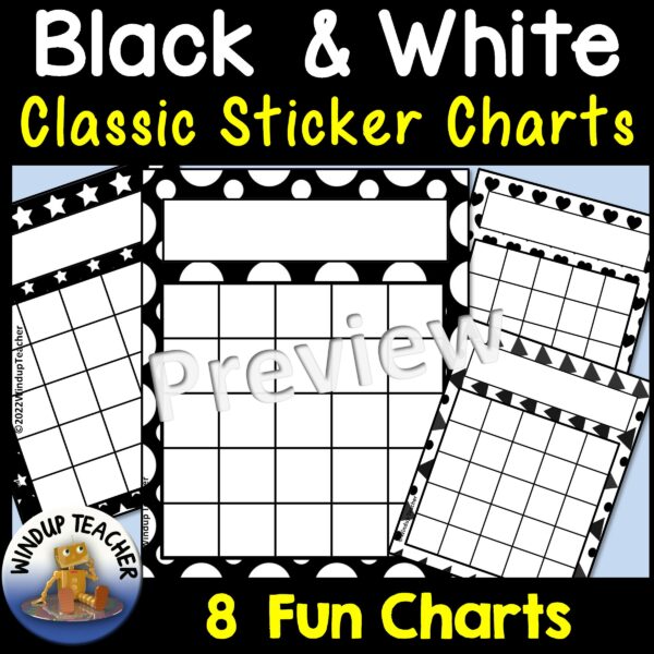 Black & White Classic Sticker Charts printable