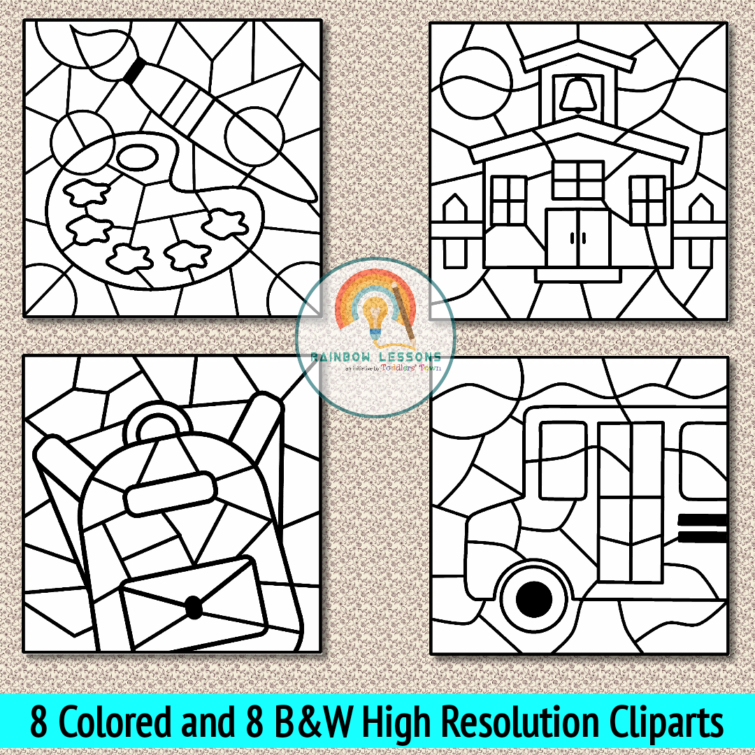 Back to School Color By Number Clipart | Back to School Clip Art ...
