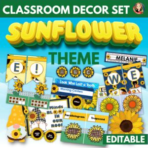 Sunflower Classroom Decor Set Editable