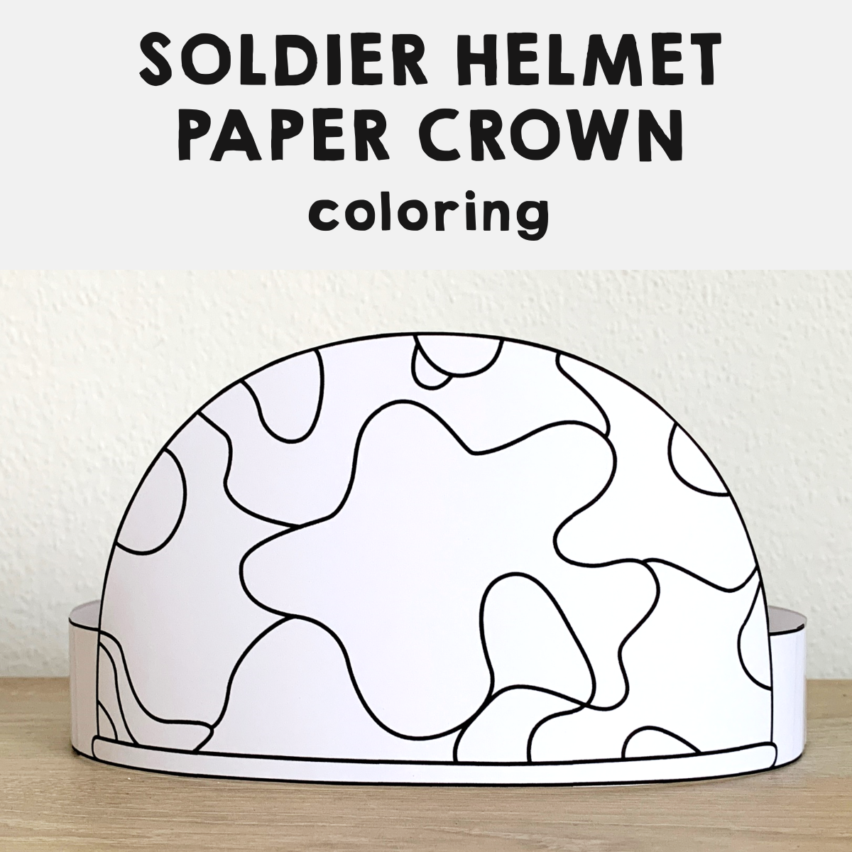 Soldier Helmet Paper Crown Headband Printable Military Coloring Craft 