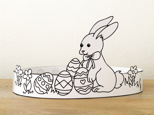 Easter Bunny Eggs Paper Crown Headband Printable Coloring Craft ...