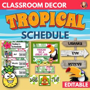 Classroom Schedule and Management Set in Tropical Theme