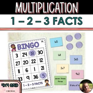 Multiplication Facts 4x4 Grid Bingo | 1 - 2 - 3 Facts