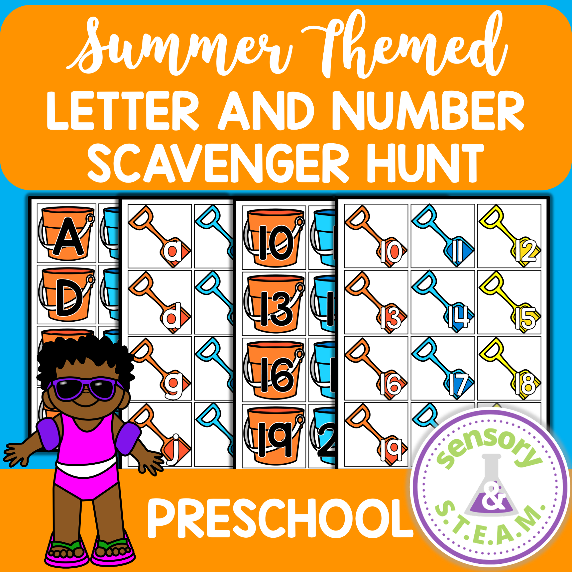 SUMMER Letter and Number Scavenger Hunt for Preschoolers