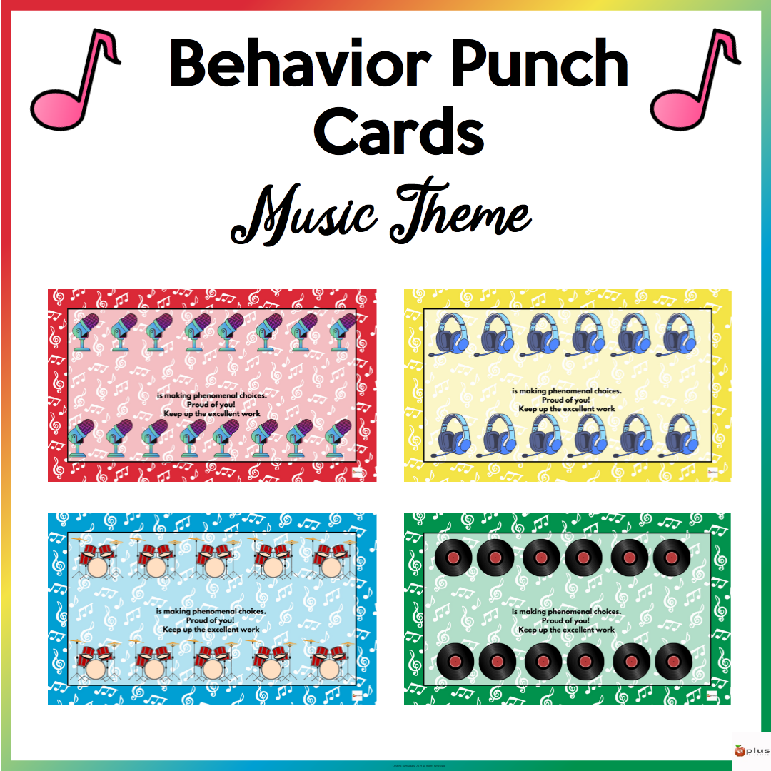 Editable Behavior Punch Cards Music Theme | Made By Teachers for Editable Free Printable Punch Cards