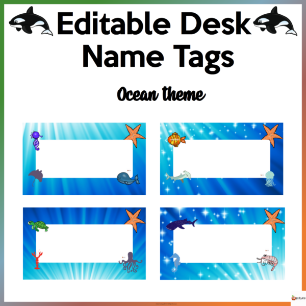 Editable Desk Name Tags Ocean Theme | Made By Teachers