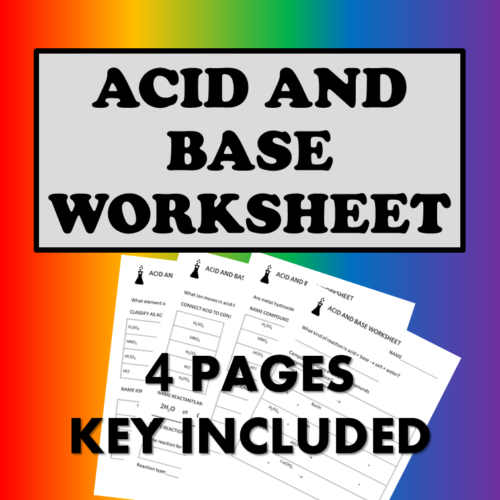 Acid and Base Worksheet Made By Teachers