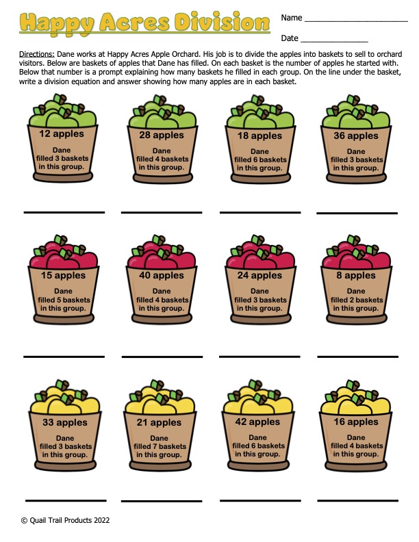 Word Problem Worksheets-Apple Theme | Made By Teachers