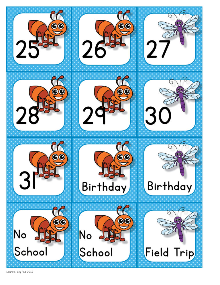 Calendar Number Cards Insects Theme Made By Teachers