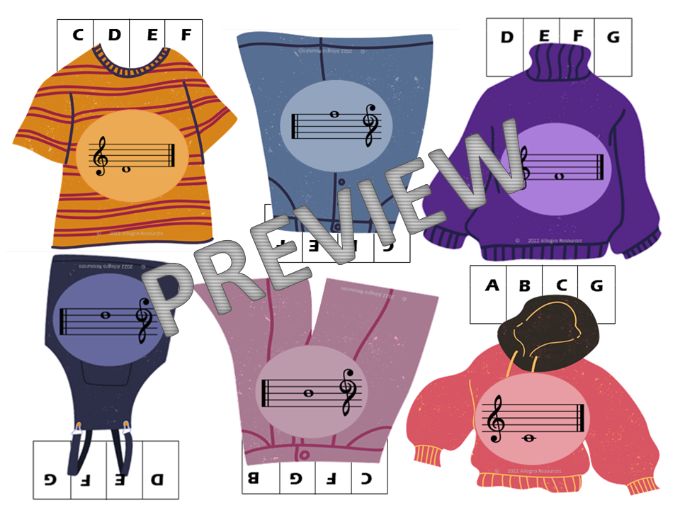 Note Reading Clip Cards MUSICAL CLOTHESLINE Made By Teachers