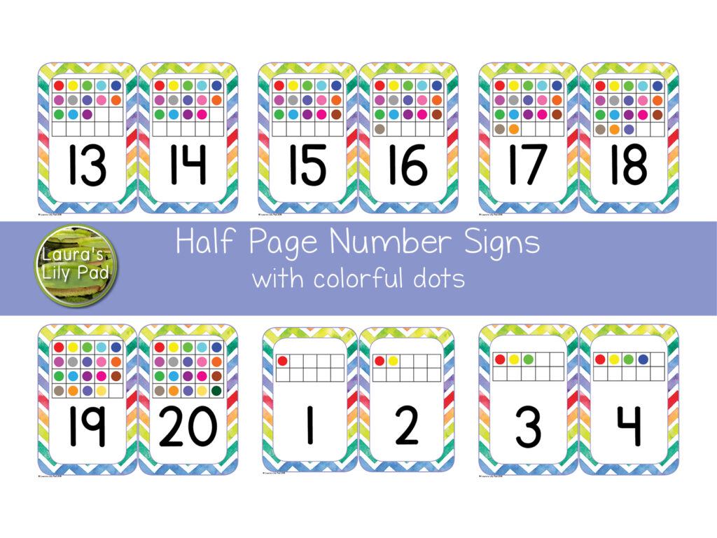 Rainbow Watercolor Chevron Number Signs | Made By Teachers