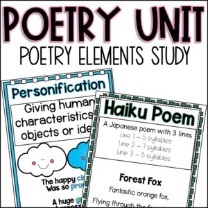 Reading Poetry Elements Unit | Writing Poems | Figurative Language Anchor CHART