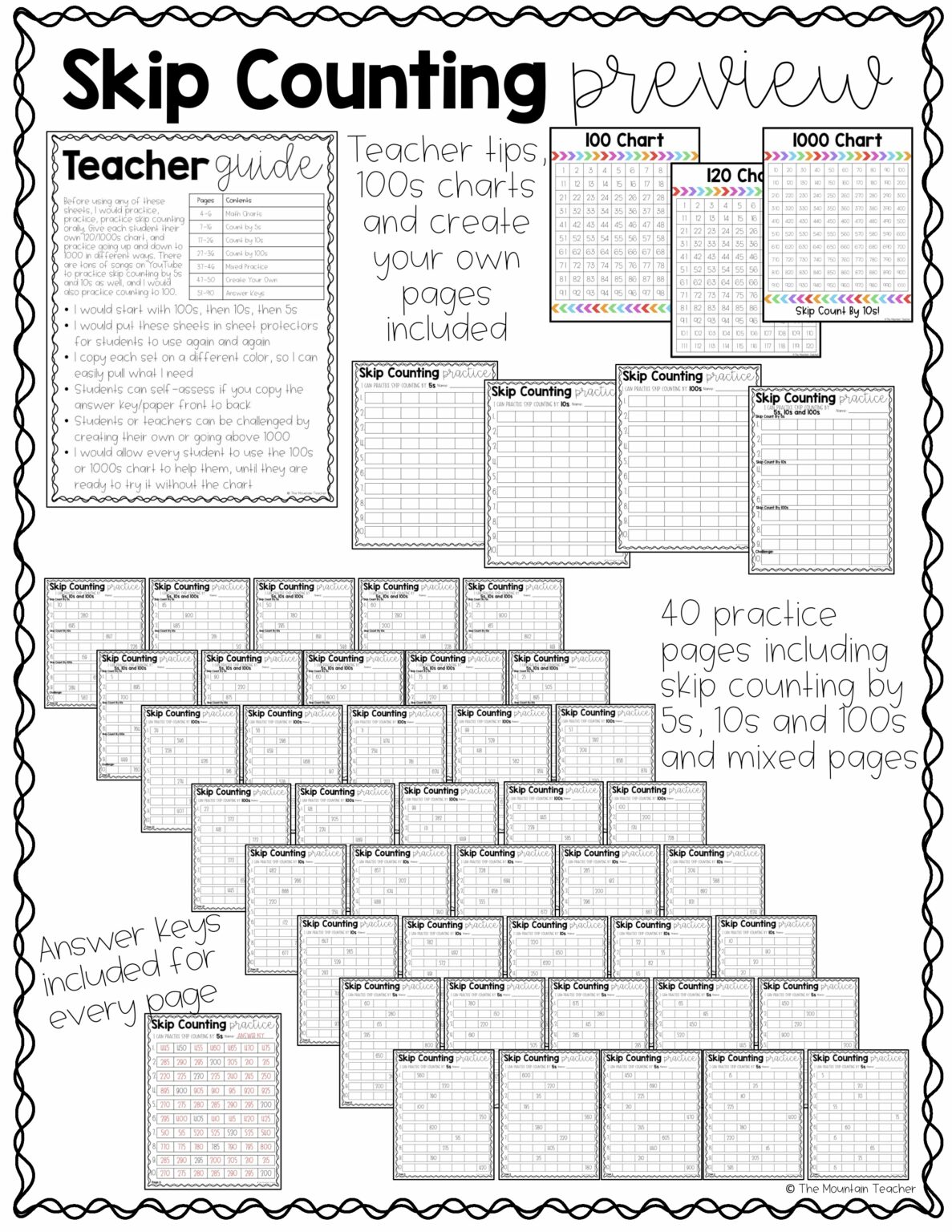 Skip Counting Worksheets By 5s By 10s And By 100s Made By Teachers Skip Counting Worksheets By 5s By 10s And By 100s Made By Teachers