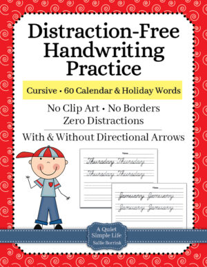 Cursive Handwriting Practice – 60 Calendar and Holiday Words
