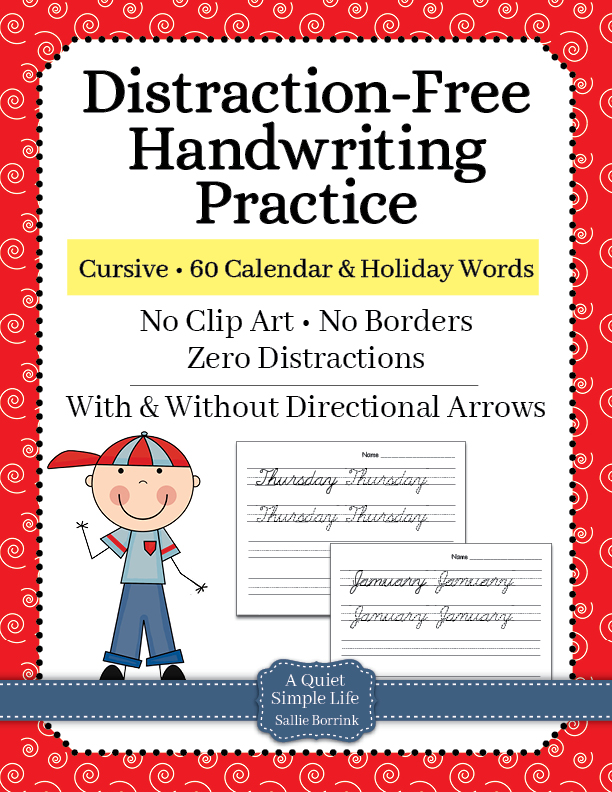 Cursive Handwriting Practice – 60 Calendar and Holiday Words