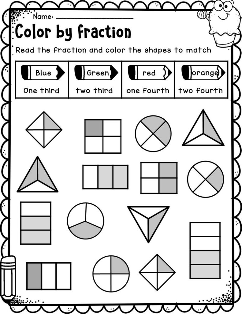 First Grade Fractions Worksheets | First Grade Partitioning Worksheets ...