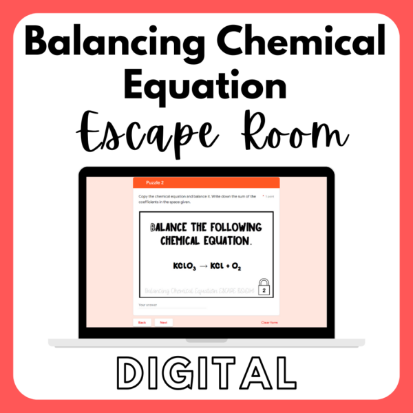 CHEMISTRY Balancing Chemical Equation Escape Room Activity 2 [Digital