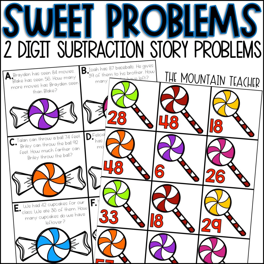 2 Digit Subtraction with Regrouping Word Problems Activity | Math ...