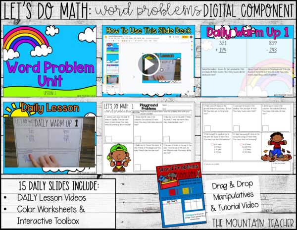 DIGITAL Lets Do Math No Prep 2nd Grade WORD PROBLEM Worksheets and ...