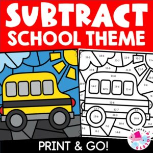 BACK TO SCHOOL COLOR BY NUMBER SUBTRACTION FACTS PRACTICE - Made By ...