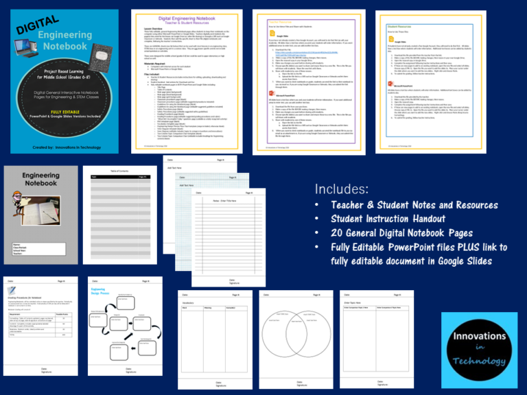 Digital Engineering Notebook Fully Editable in PowerPoint & Google