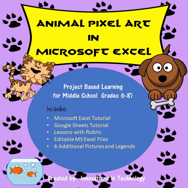 Animal Pixel Art in Microsoft Excel or Google Sheets