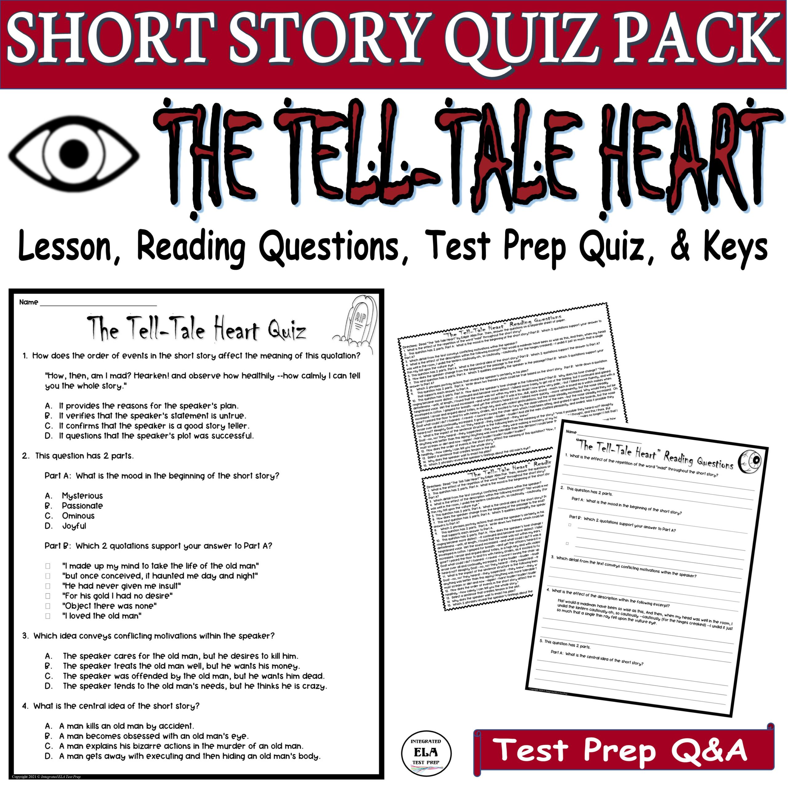 The Tell Tale Heart Activities Visualization Edgar Allan Poe Short