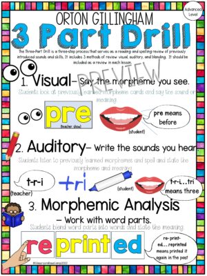 3 Part Drill Poster - Orton Gillingham - Made By Teachers