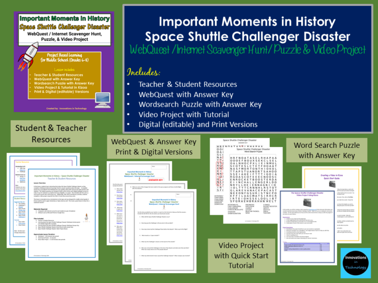 Space Shuttle Challenger Disaster Quest, Puzzle & Project Made By