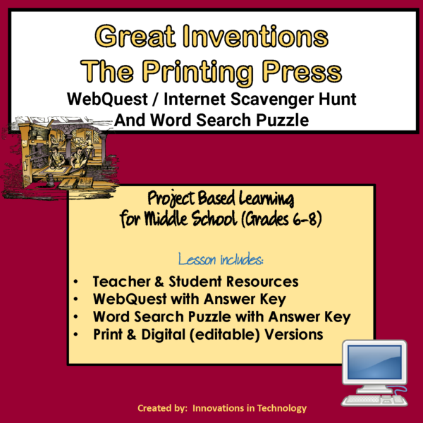 Great Inventions The Printing Press Made By Teachers