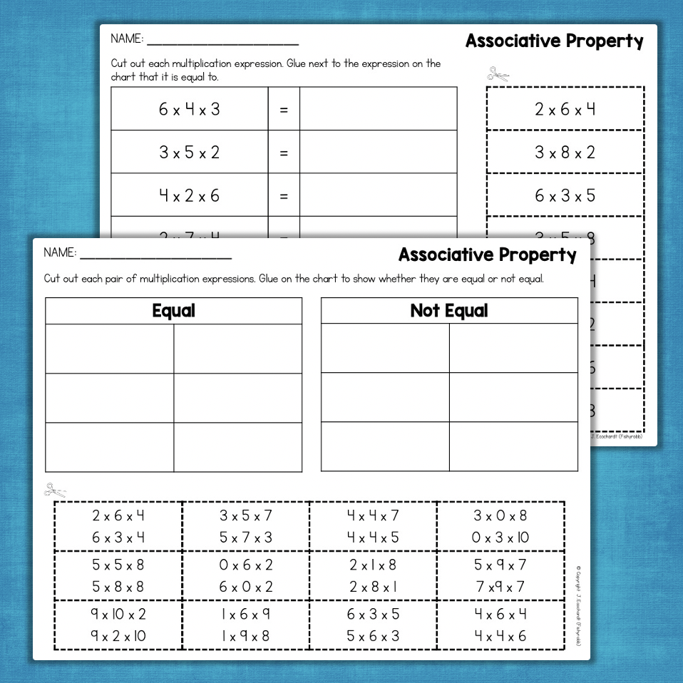 Associative Property Of Multiplication Worksheets Math Centers