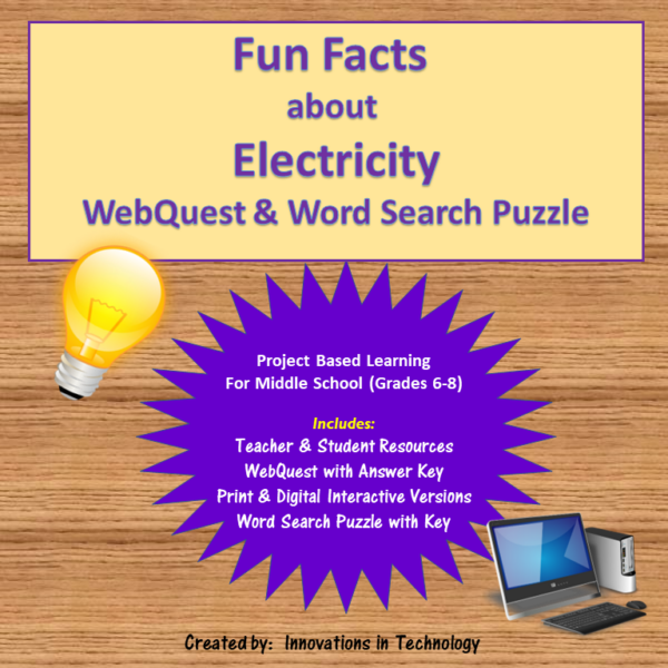 Fun Facts about Electricity Quest & Word Search Puzzle Made By