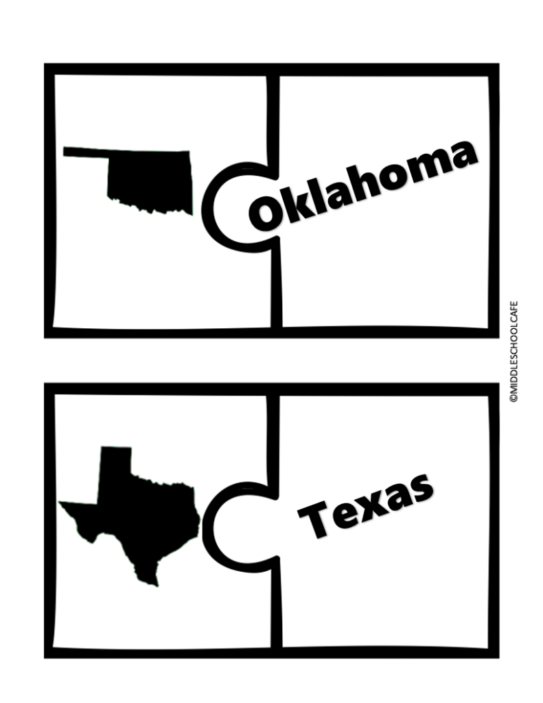 Southwest Region US States Puzzles | Made By Teachers