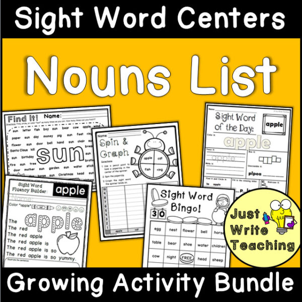 Nouns List Sight Word Centers Growing Bundle Made By Teachers
