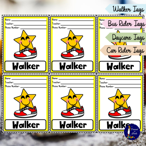 Bus Rider Id Tags Star Emoji Walker Car Rider Bus Rider Tags - Made By Teachers