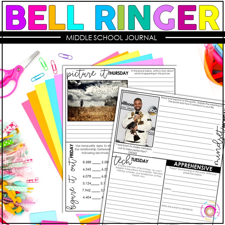 ELA MATH Bell Ringer Journal Upper Elementary Paper Digital 