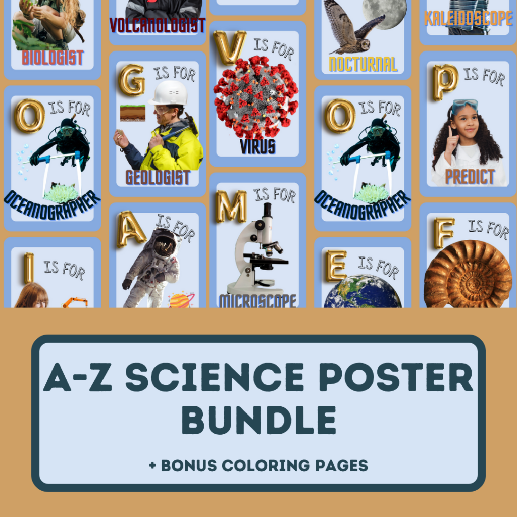 AZ of Science Poster Bundle with BONUS coloring pages Made By Teachers