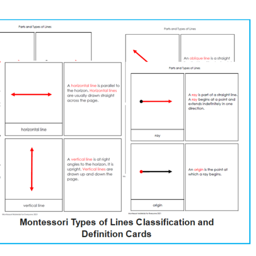 Montessori Types of Lines Classification and Definition Cards Made By