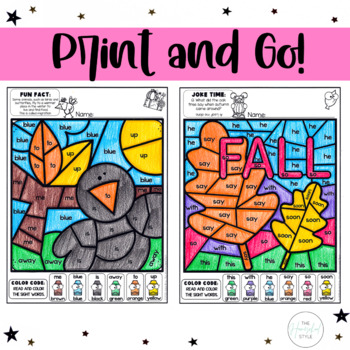 Fall Editable Color by Code Sight Word Practice Morning Work Worksheets ...