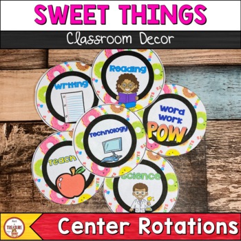 Sweet Treats Donut and Cupcake Theme Classroom Decor | Center Rotation Signs