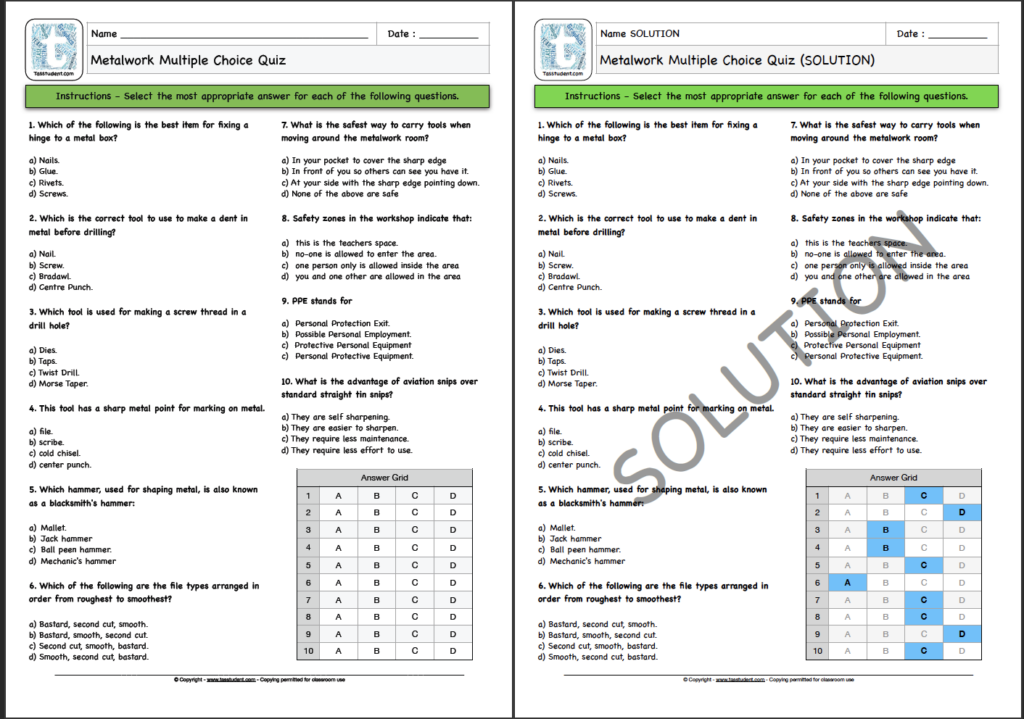 Metalwork Lessons for Busy Teachers Set 1 - "General Metalwork" | Made ...
