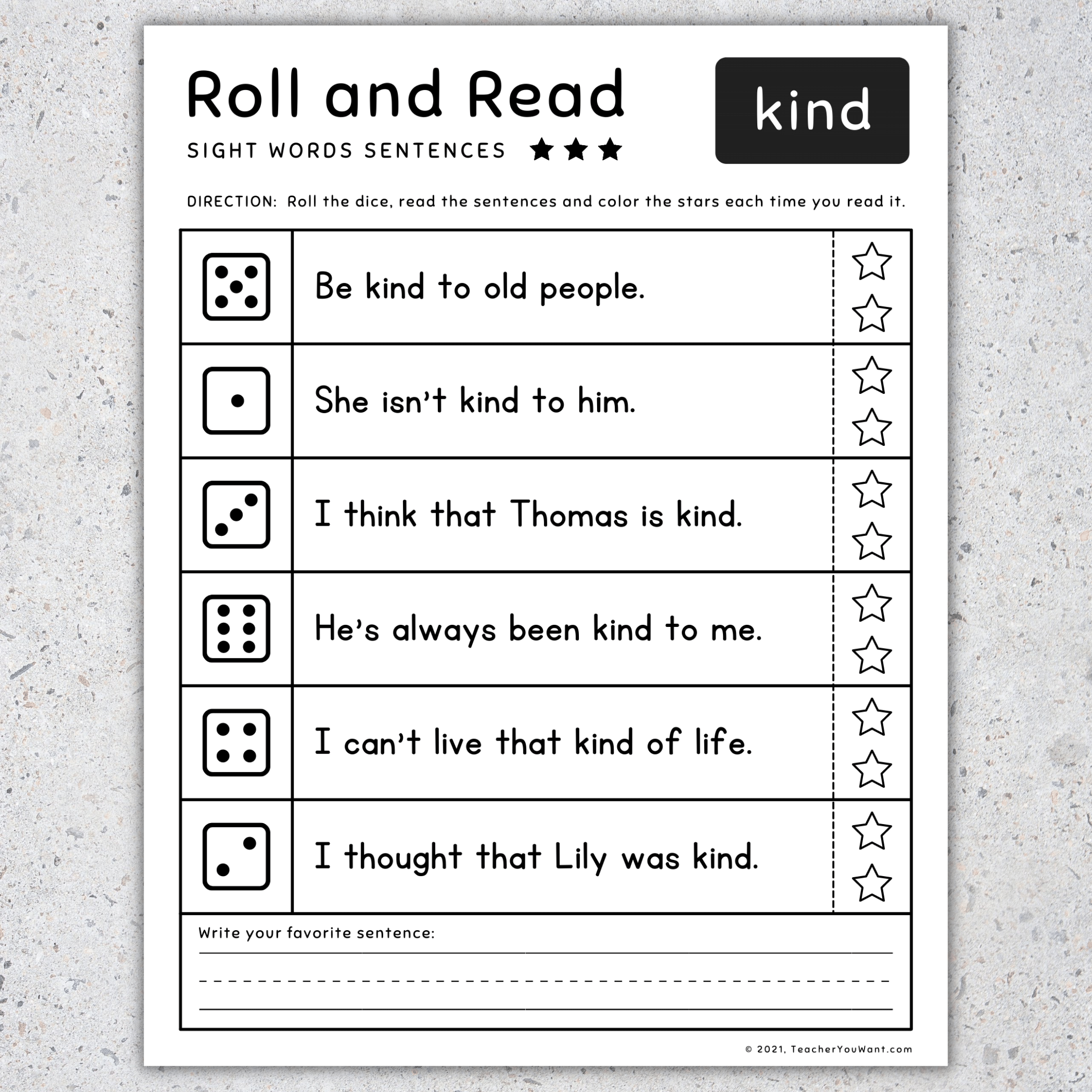 3rd Grade Sight Words Roll Read Sight Words Fluency Sentences SET