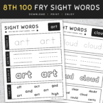 8th 100 Fry Sight Words: Trace, Write, Color, & Find It Worksheets ...