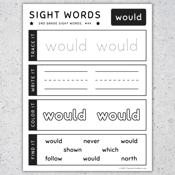 2nd Grade Sight Words: Trace, Write, Color, and Find It Worksheets ...